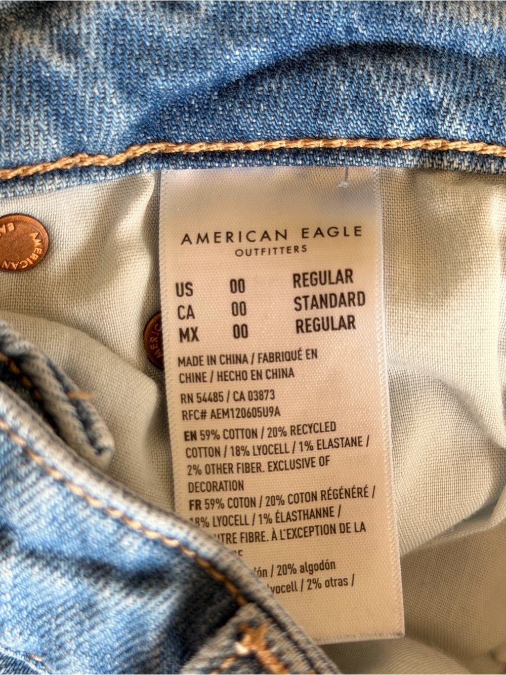 American Eagle Dreamy Drape Stretch Super High Rise Baggy Wide Leg Jeans Size 00 - Picture 4 of 4